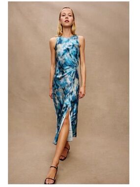 Gabriella Dress - Midnight Diffusion Blue Print Midi Dress